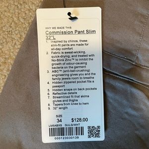 Lululemon Commission Slim Pants. Grey
